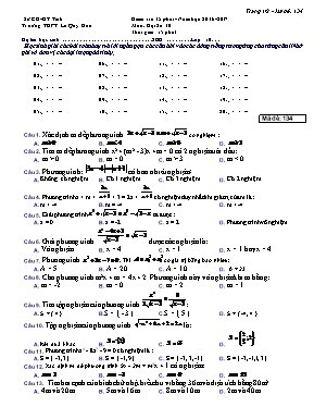 Kiểm tra 15 phút - Năm học 2016 - 2017 môn Đại số 10